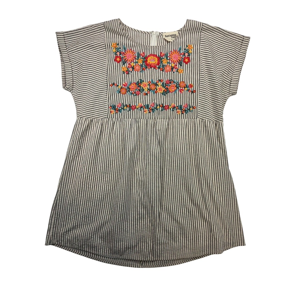 Savanna Jane Cotton Floral Embroidery Short Sleeve Mini Dress Shirt Plus Size 1X